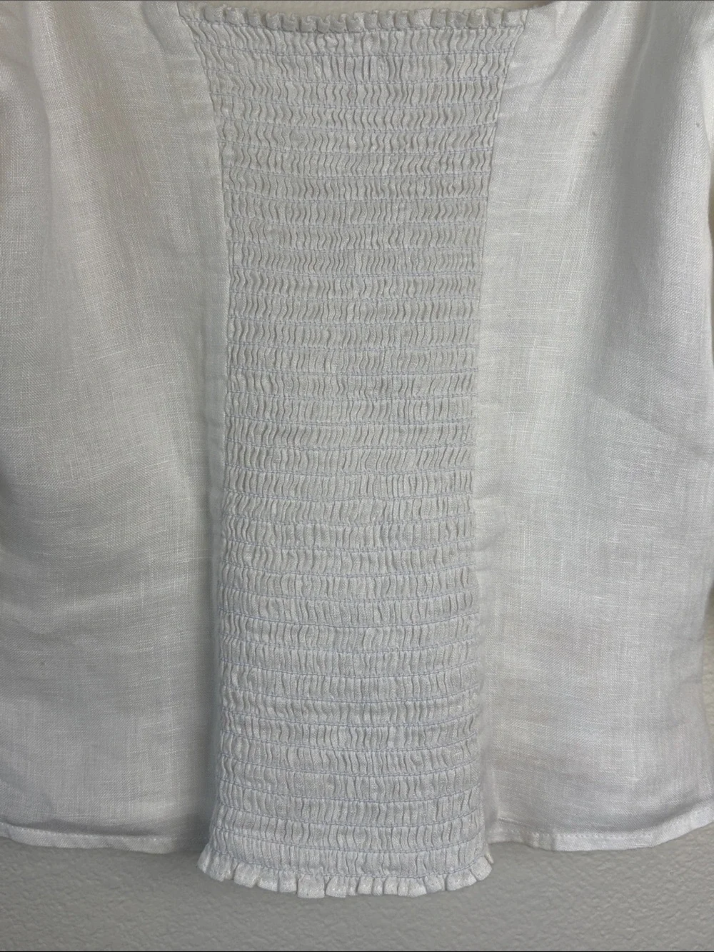 Reformation Simmie White Linen Puff Sleeve Corset Blouse Top Size 6